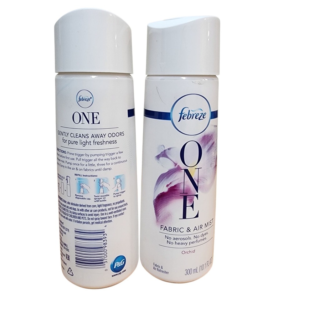 Lot of 2 Febreze One Fabric Air Mist Orchid Scent Refill Bottles 10.1 Fl Oz